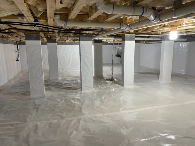 Encapsulated crawl space vapor barrier example